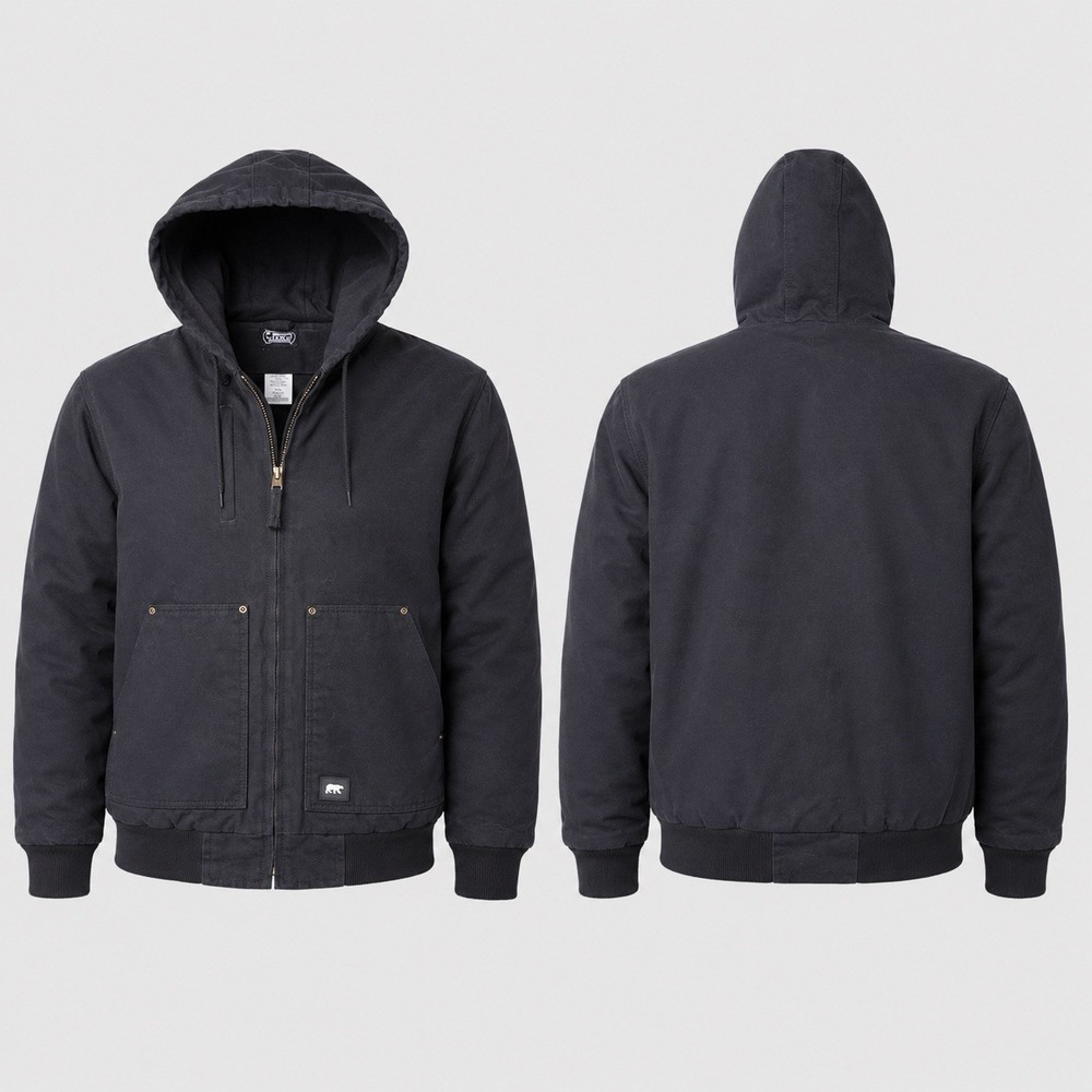 Key Polar King Workwear Jacket Men's Sz 2XLT Black Canvas  Quilt Lined Hooded
